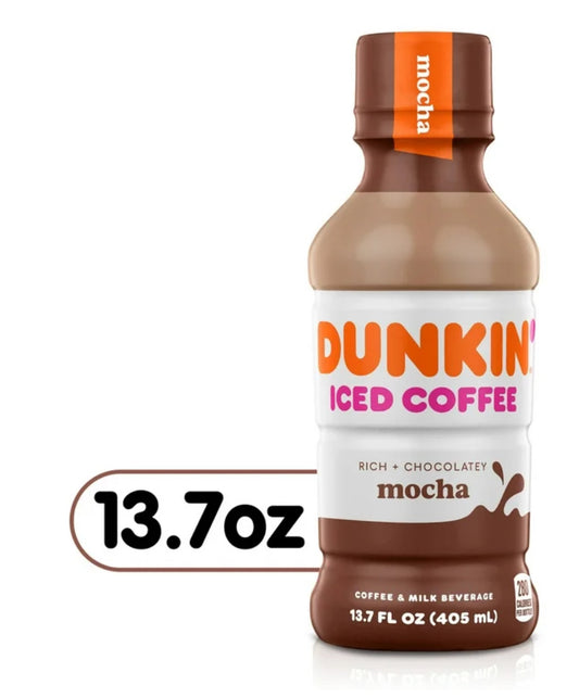 Dunkin’ Mocha Iced Coffee Bottle Drink (12 x 405ml)