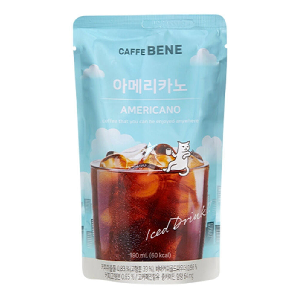 CAFFE BENE Americano Ice Tea Korean Drink Pouches (10 x 190ml)