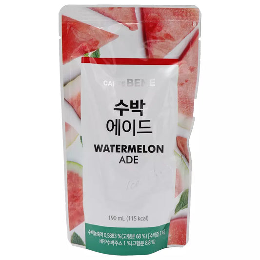 CAFFE BENE Watermelon Ade Ice Tea Korean Drink Pouches (10 x 190ml)