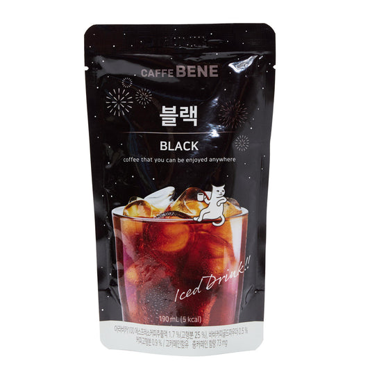 CAFFE BENE Black Ice Tea Korean Drink Pouches (10 x 190ml)